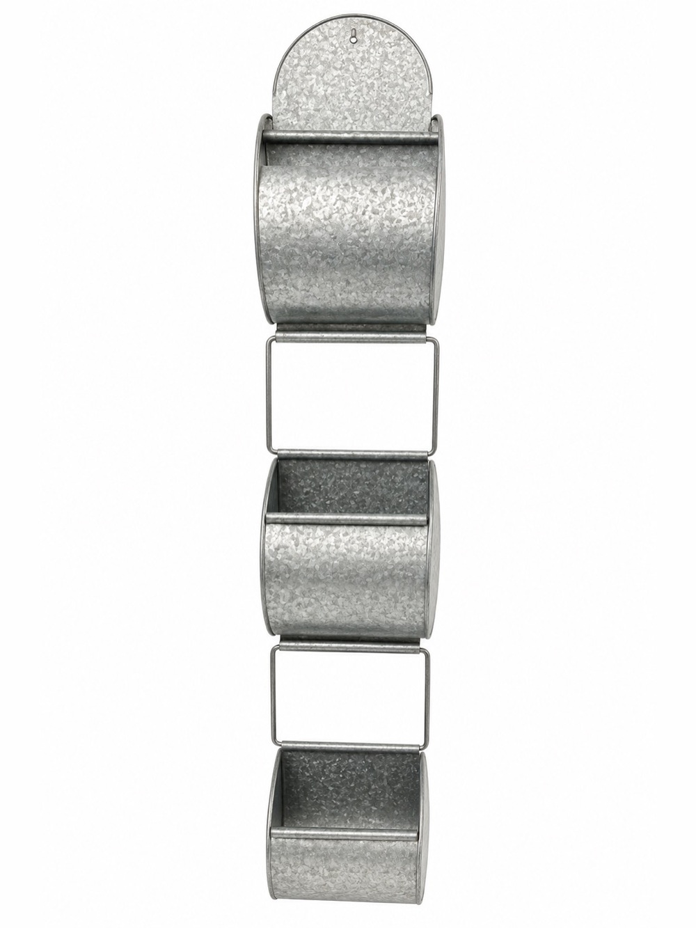 Galvanized Metal Hanging Mail or planter Set - Silver